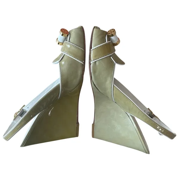 Tory Burch Ella Wedge‎ Slingback Peep Toe Patent Sandals 7 - Image 8