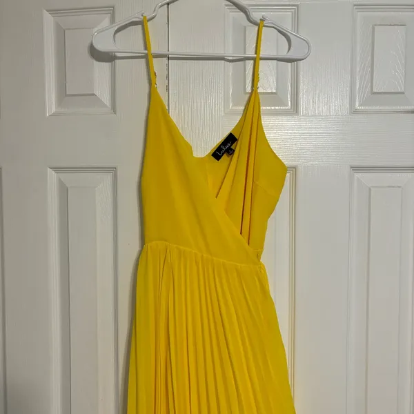 Lulus Yellow Pleated Wrap Dress - Image 7