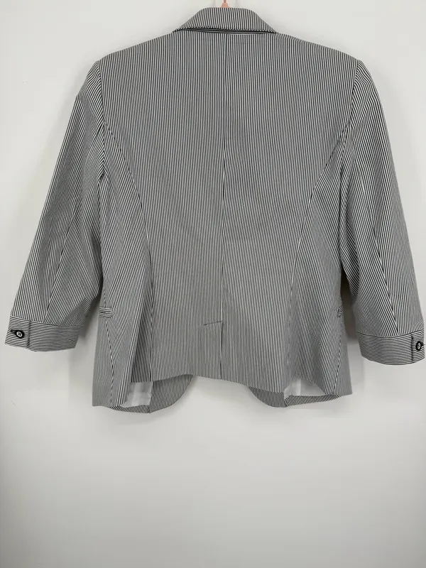 Grace Women Navy Striped Blazer Size 8 Jacket Button Front Pockets Lined Gray - Image 6