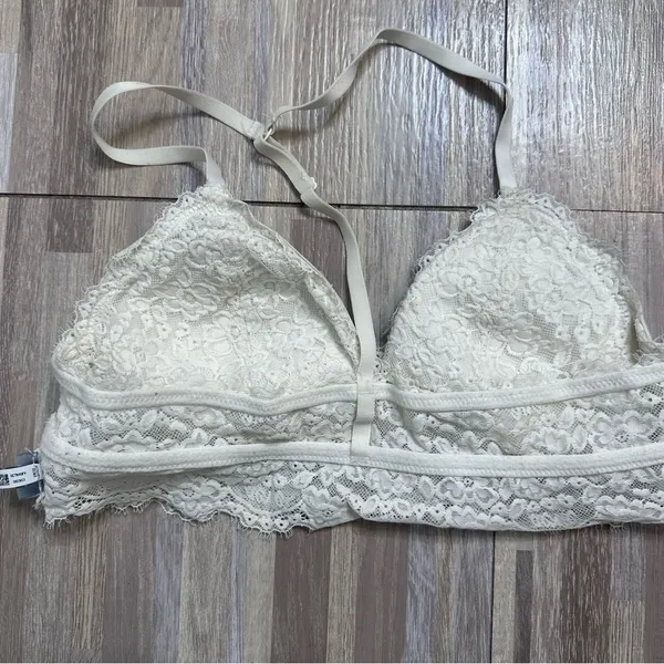 Aerie Lace Racerback Bralette in Creamy White Women’s Size Large - Image 13