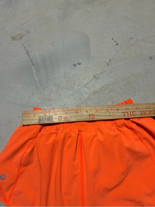 lululemon athletica Women's Neon Orange Athletic Shorts 4 - Image 6