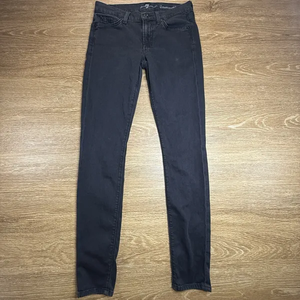 7 For All Mankind Gwenevere Skinny Jeans Women's Size 28 Black Stretch Designer - Image 2