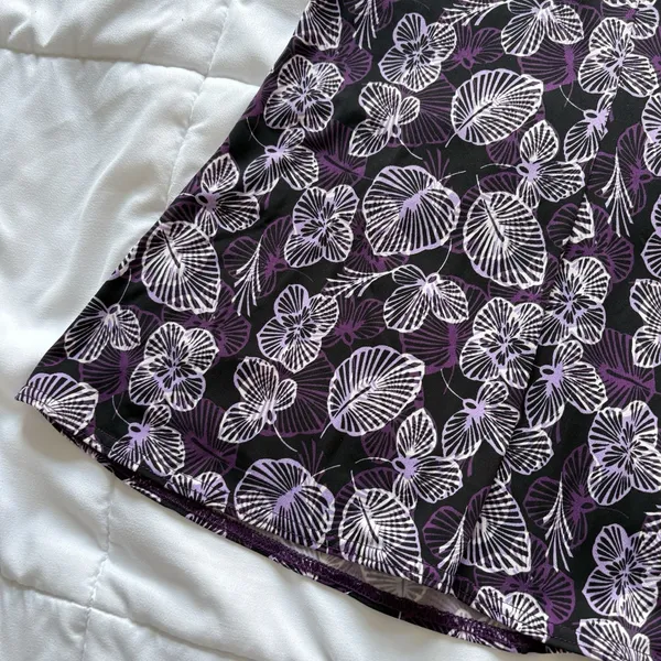 Vintage 90s Skirt Womens Large Black Purple Floral Stretch Feminine Dainty Fairy - Image 2