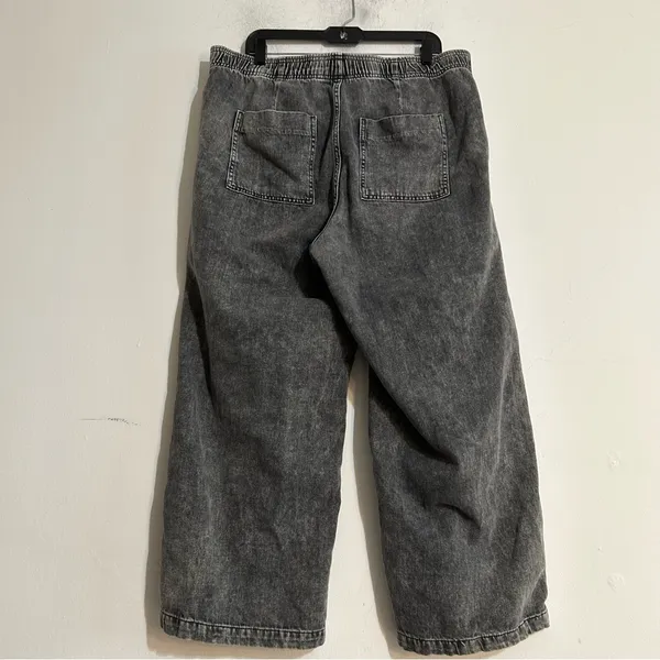 Gap High Rise Wide Leg Cargo Jeans Utility Black Wash Size XL - Image 7