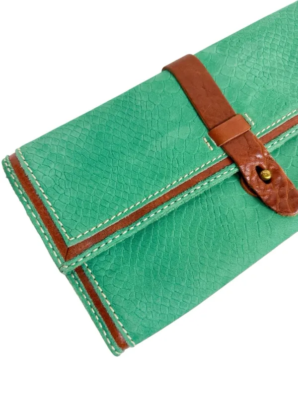 Madewell 1937 Accessories Green Suede Snakeskin Leather Wristlet Clutch Wallet - Image 2