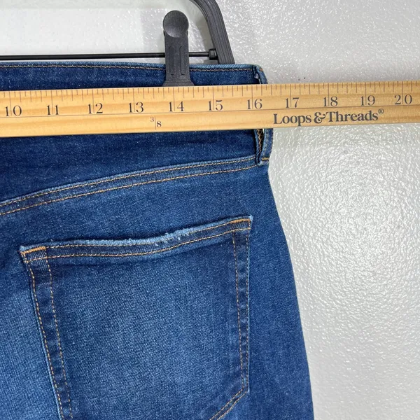 LOFT‎ High Rise Mom Jeans Frayed Hem Dark Wash Denim Comfort Stretch Size10 - Image 7