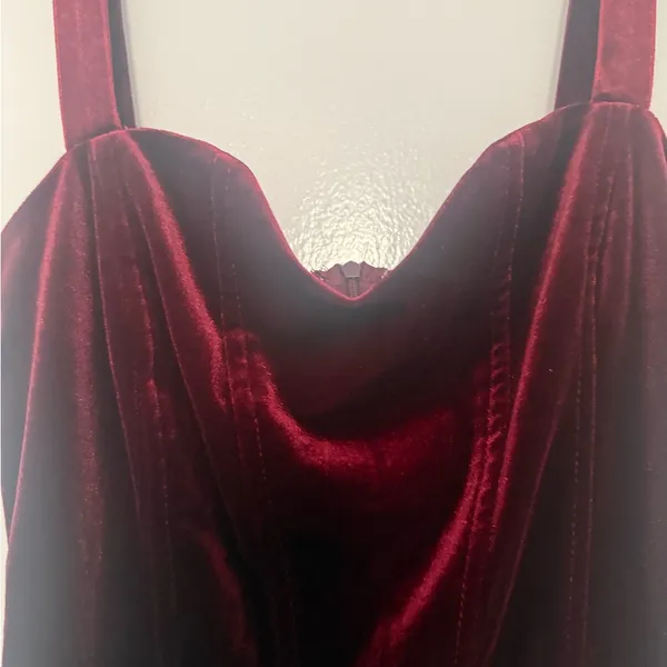 Valentine Cider Deep Red Velvet Woman’s Dress - Image 2