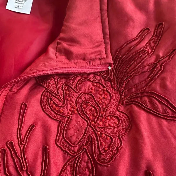 Coldwater Creek Red Puffer Vest Full Zip Embroidered Winter Christmas Holiday - Image 6