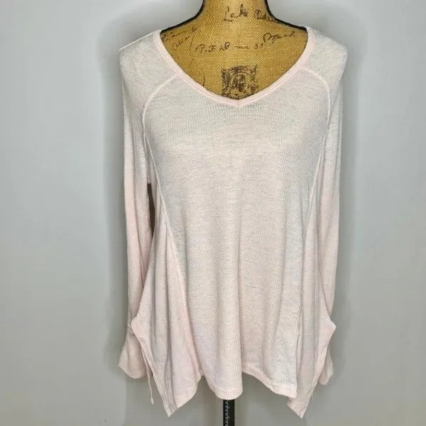 Green Tea Giddy Waffle Knit Thermal Top Size Small - Image 2