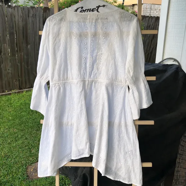 Antica Sartoria Cotton Embroidered Lace Swim coverup Top Dress sz M - Image 6