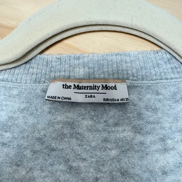 Zara The Maternity Mood Oversized Knit Chunky‎ V-neck Sweater 9919/102/803 Gray - Image 7