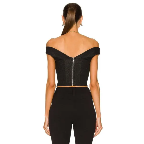 RTA Jewel Off The Shoulder Corset Top Black Womens Size 2 - Image 3