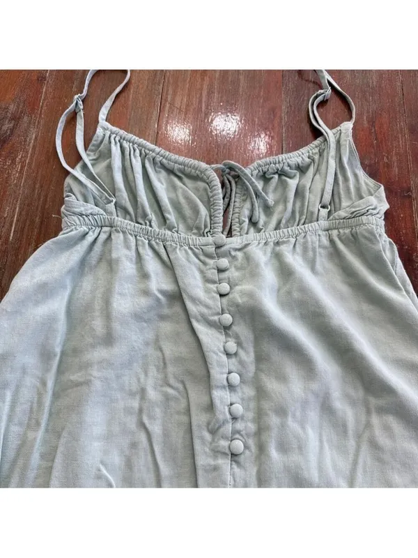 Princess Polly Sage Green Linen Blend Tie-Front Mini Dress - US 4 Festival - Image 11