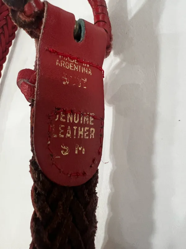 Genuine Leather Braided Belt Red Made in Argentina Western Boho - Image 5