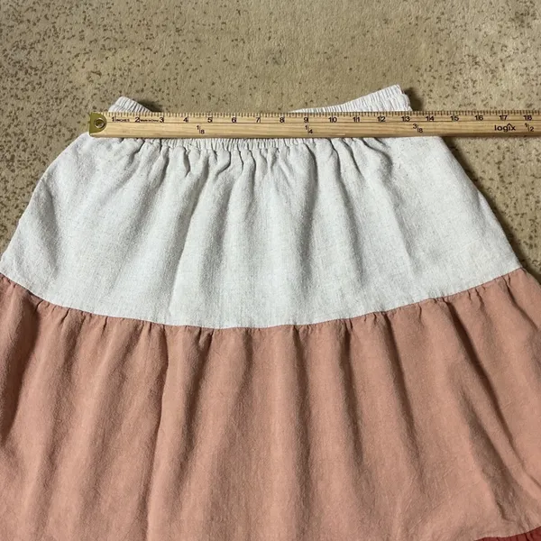 Ninexis Boho‎ Colorblock Tiered Midi Skirt Womens M Coastal Linen Blend GS1828 - Image 3