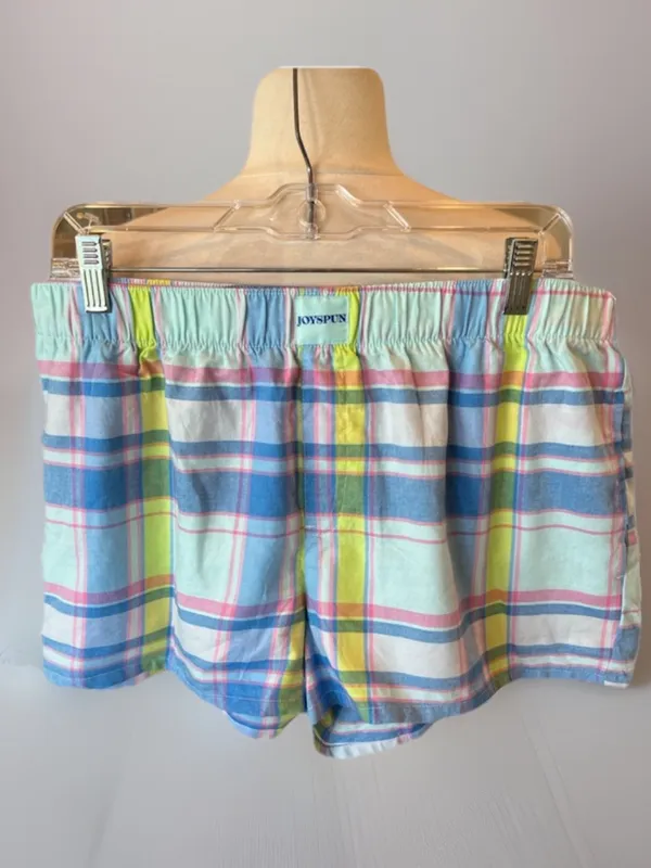 Adorable Plaid Cotton Pastel Pajama Shorts Women’s Large - Image 9