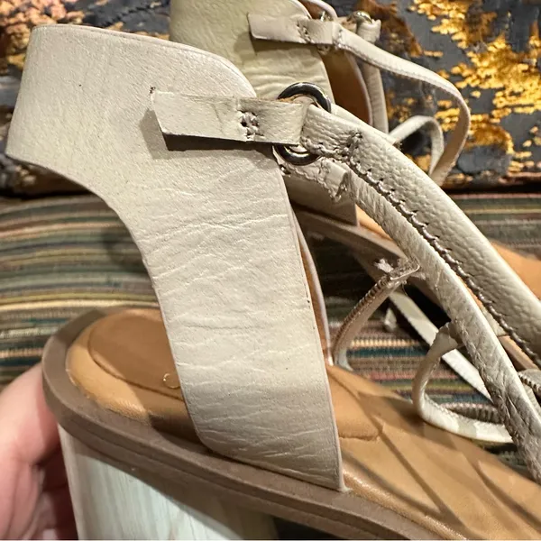 Franco Sarto Rina Leather Fringed Ankle-Tie Sandals size 8.5 - Image 11