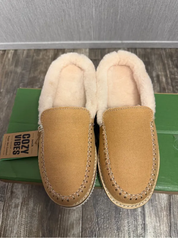 Sanuk Women’s Tan Canvas Shearling-Lined Slip-On Mule Size 5 - Image 7
