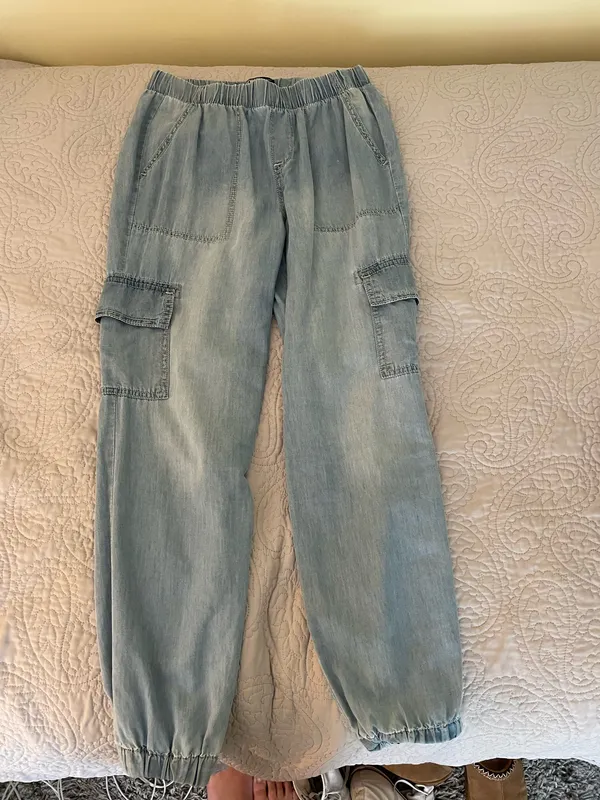 REWASH Denim Style Cargo Pants - Image 2
