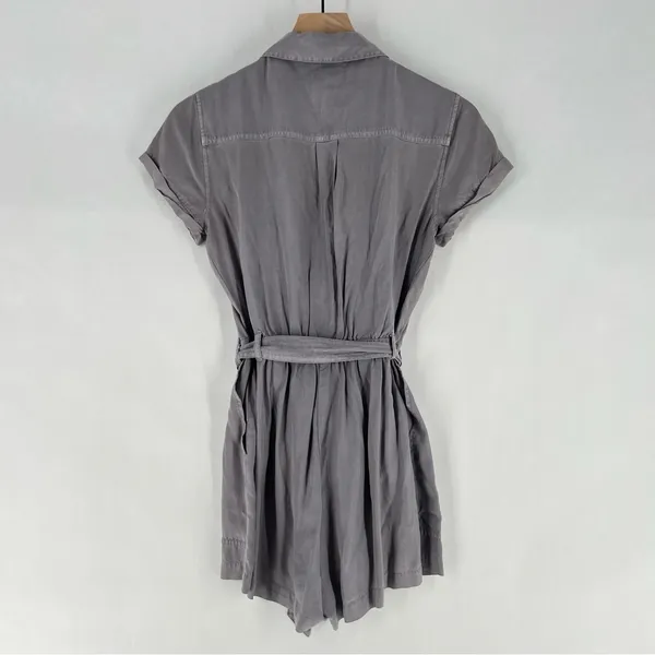 Abercrombie & Fitch Size‎ XS Zip Front Tie Waist Romper Gray Soft Flowy Lyocell - Image 7