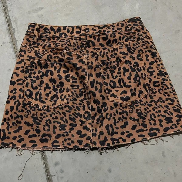Free People Zip It Up‎ Animal Printed Mini Skirt Size 26 Black Brown - Image 11