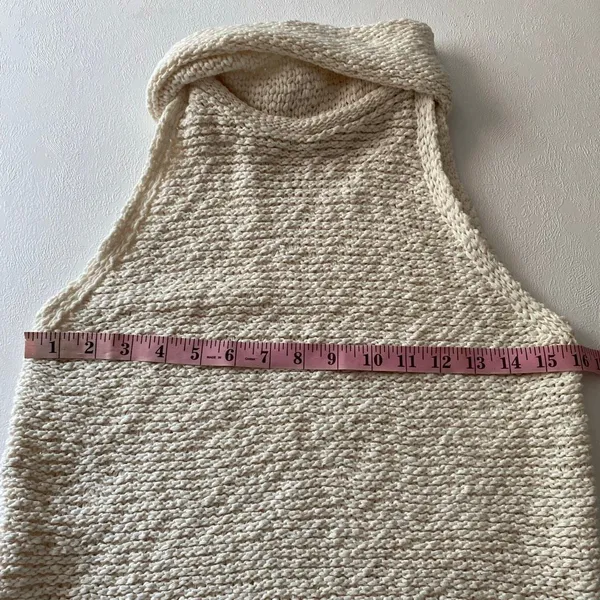 Pilcro Anthropologie Cream Chunky Knit Cowl Neck Sleeveless Top Small Boho - Image 5