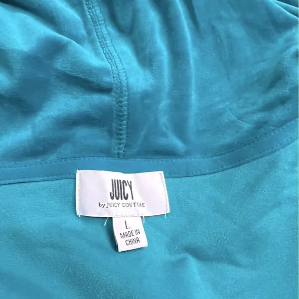 NWT Juicy By Juicy Couture Jumpsuit peacock Velour‎ Hooded Long Sleeve Zip Up L - Image 6