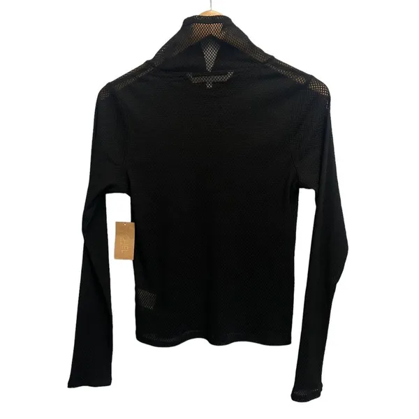 Rachel Roy‎ turtle neck See Through Long Sleeve Gothic Black top October Fishnet - Image 4