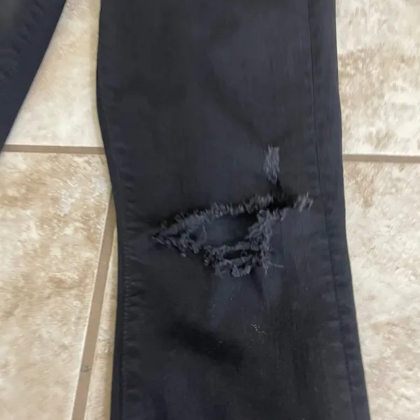 Mother Looker Ankle Fray Jeans Guilty as Sin Black Distressed Skinny 27 EUC - Image 2