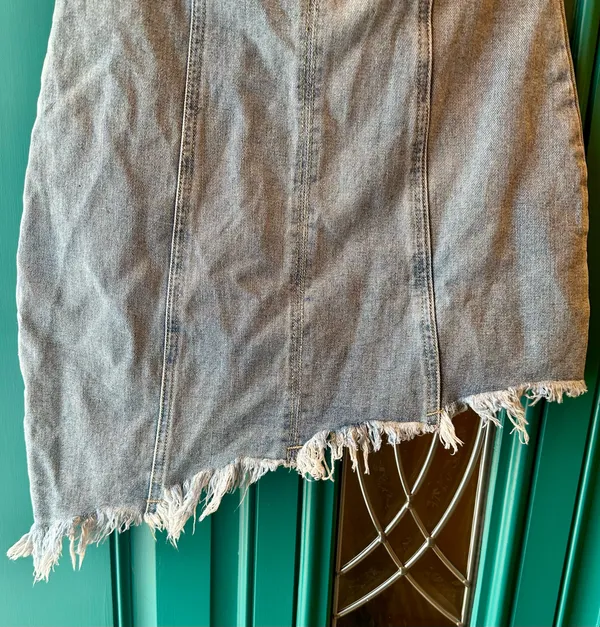 Cider Denim Corset Dress Strapless Asymmetrical Raw Hem Festival Y2K Mini Small - Image 4