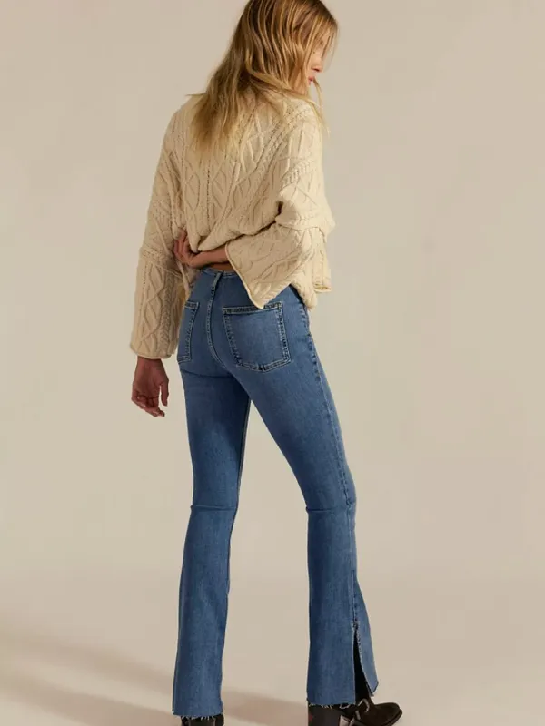Free People NWT We The Free Level Up Slit Slim Flare Jeans - Image 4