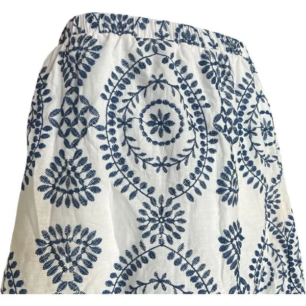 Womens Adiva Embroidered Pull-On White Boho Ruffle Hem Skirt - Sz M - Image 2