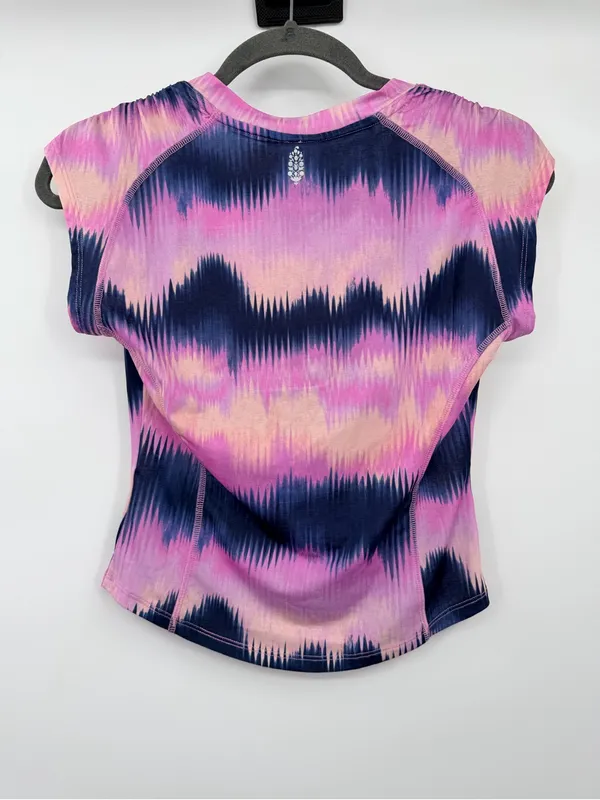 Free People Movement True North Tee XS/S Pink Navy Abstract Active Top - Image 4
