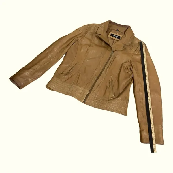 GUESS LOS ANGELES Womens Distressed Genuine, Leather Motorcycle Moto Jacket Coat - Image 11