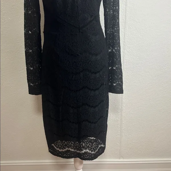 Xhilaration Women Black Lace Long Sleeve Dress Size M LACE - Image 3