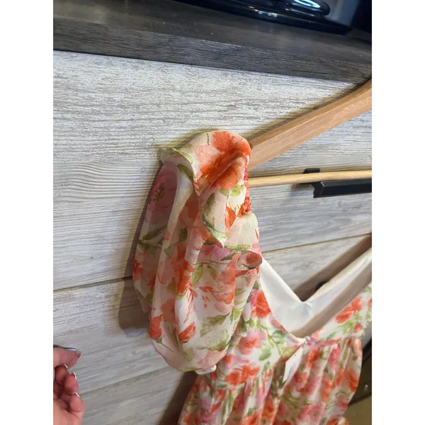 MOD On Trend Pure Elfin Rosie Puff Sleeve Floral Mini Dress Orange Pink Small - Image 6