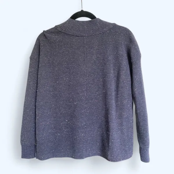 Anthropologie Daily Practice Oversized Button Henley Sweater Speckled Navy S - Image 4