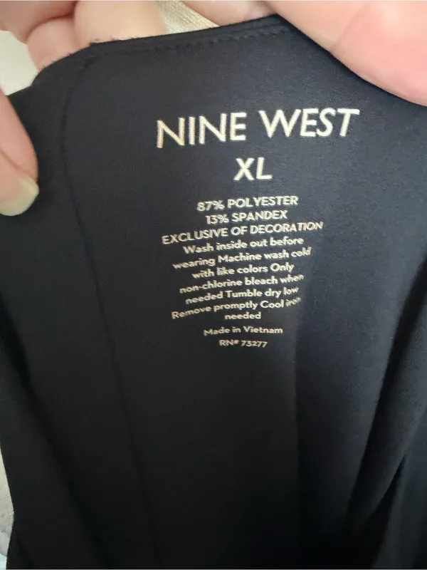 Nine West Little Black Dress Midi Bodycon Ruched Stretchy Lined Party Cocktail - Image 6