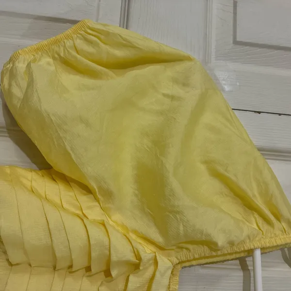 Sweet Wanderer Yellow Pleated Puff Sleeve Maternity Knee Length Dress XL - Image 9