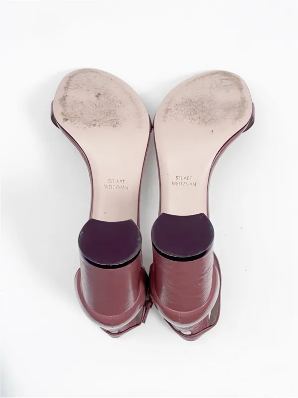 STUART WEITZMAN Nearly Nude Rose Clay Adjustable Ankle Strap Heel Sandals 7.5 - Image 2