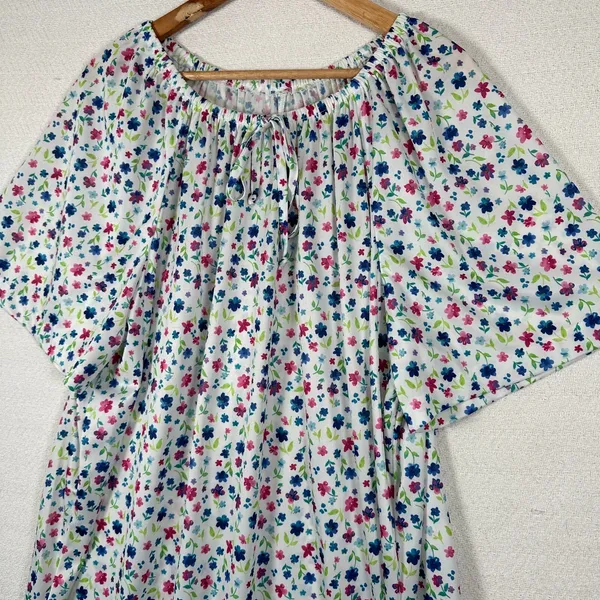 Vintage 1X Joro Womens Blouse Hawaiian MuuMuu Peasant Top Short Sleeve Floral‎ - Image 2
