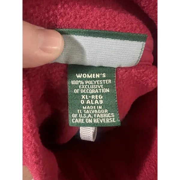 LL Bean Women's XL Red Fleece Full‎ Zip Mock Neck Vest Gorpcore Hiking Utility - Image 7