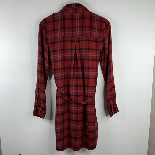 American Eagle Size XS Shirt Dress Red Flannel Plaid Button Front Long Sleeve - Image 10