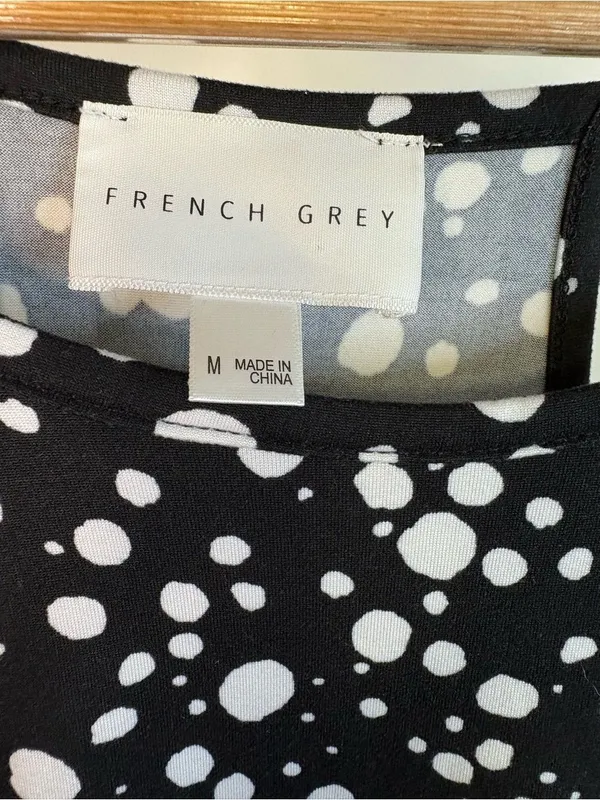 NWOT French Grey Black and White Polka Dot Dress Sz Med - Image 2