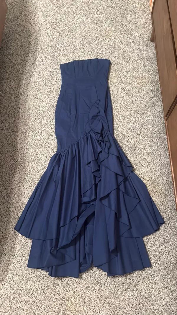 babyboo maxi navy ruffle dress - Image 2