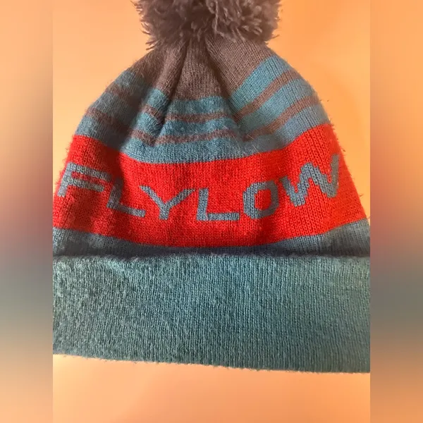 Flylow Gear OG Pom Torquoise Teal Unisex Beanie Hat Cap Rib Knit Ski Snowboard - Image 3