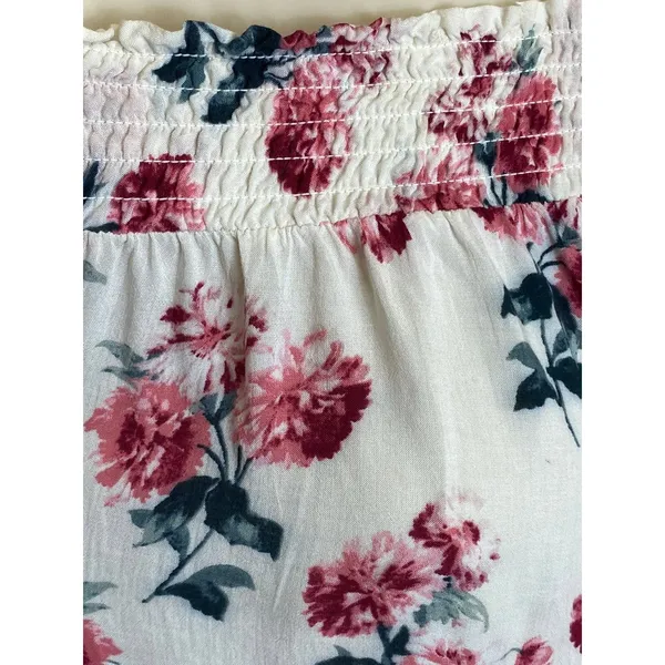 Abercrombie & Finch Ivory floral off shoulder rayon bell sleeve romper Size M - Image 6