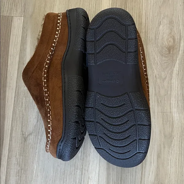 Zigzagger Casual Brown Suede Fleece-Lined Slip-On Slippers Size 8 - Image 4