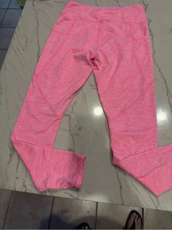Cabana by Crown & Ivy Pink Space Dye High Waisted Athletic Leggings Pockets Med - Image 7