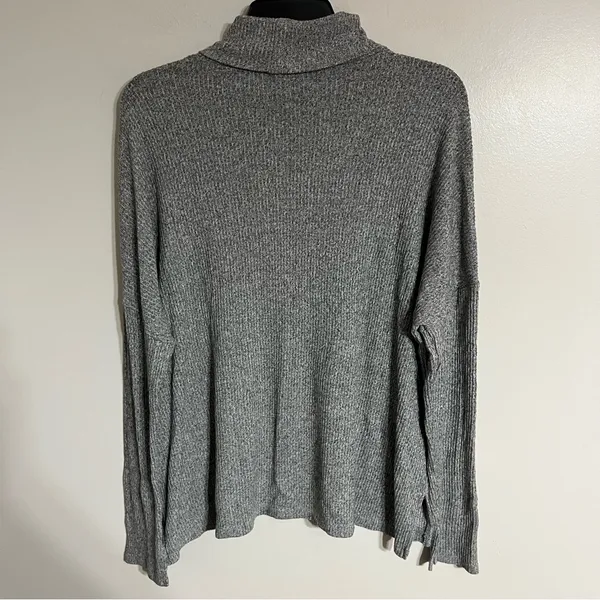 Aerie Womens Large Gray Ribbed‎ Turtleneck Sweater Oversized Pullover Top - Image 10